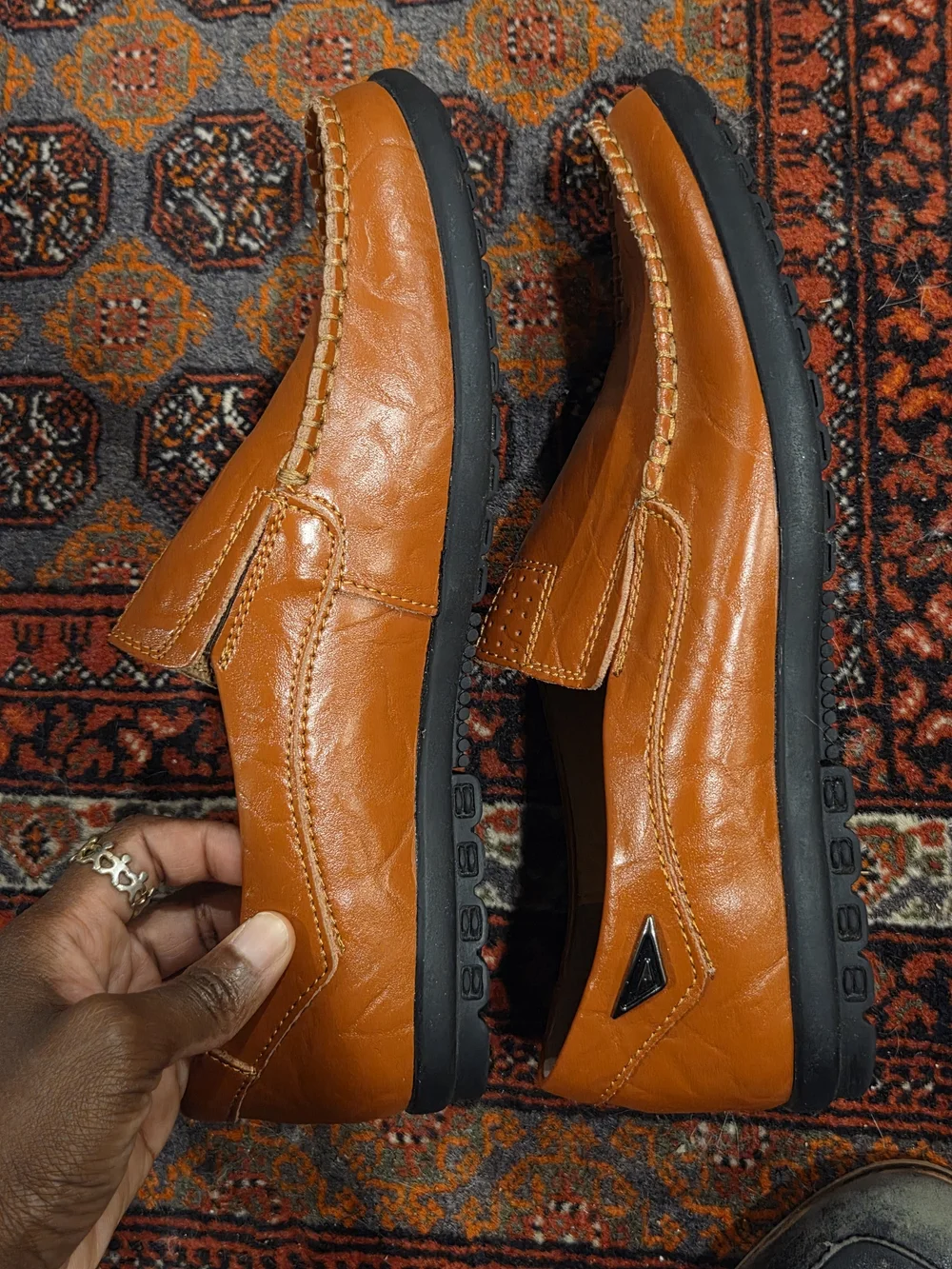 Clohoo Tan Leather Slip-On Loafers